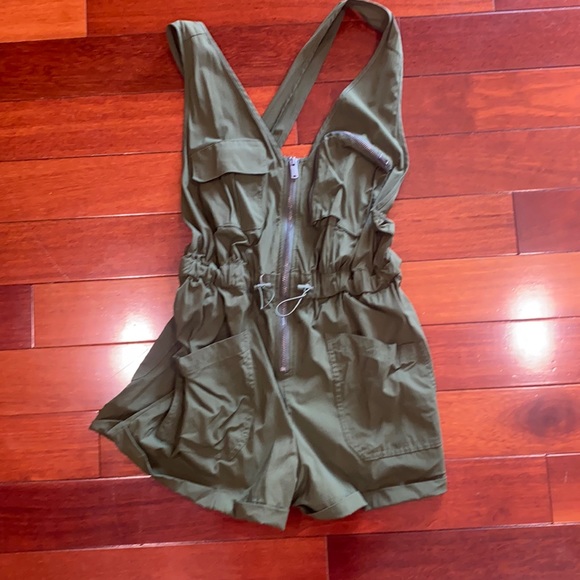 Free People Pants - Free People Movement Army Green Romper